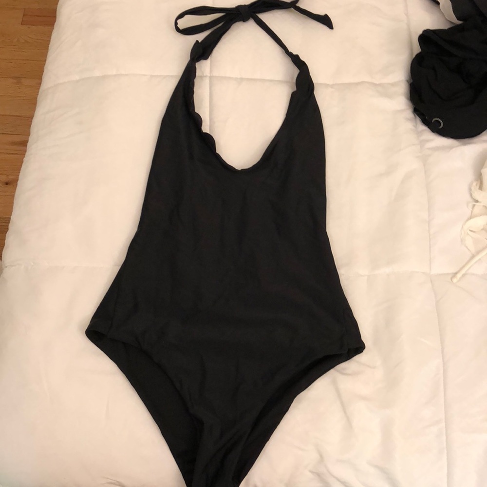 Black scalloped one piece